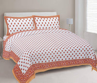 Thumbnail for rudra-bazaar-orange-210-tc-cotton-double-king-bedsheet-with-2-pillow-cover