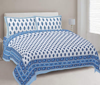 Thumbnail for rudra-bazaar-blue-210-tc-cotton-double-king-bedsheet-with-2-pillow-cover