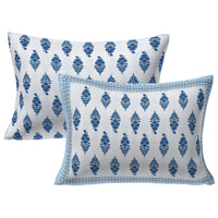 Thumbnail for Rudra Bazaar Blue 210 TC Cotton Double King Bedsheet With 2 Pillow Covers