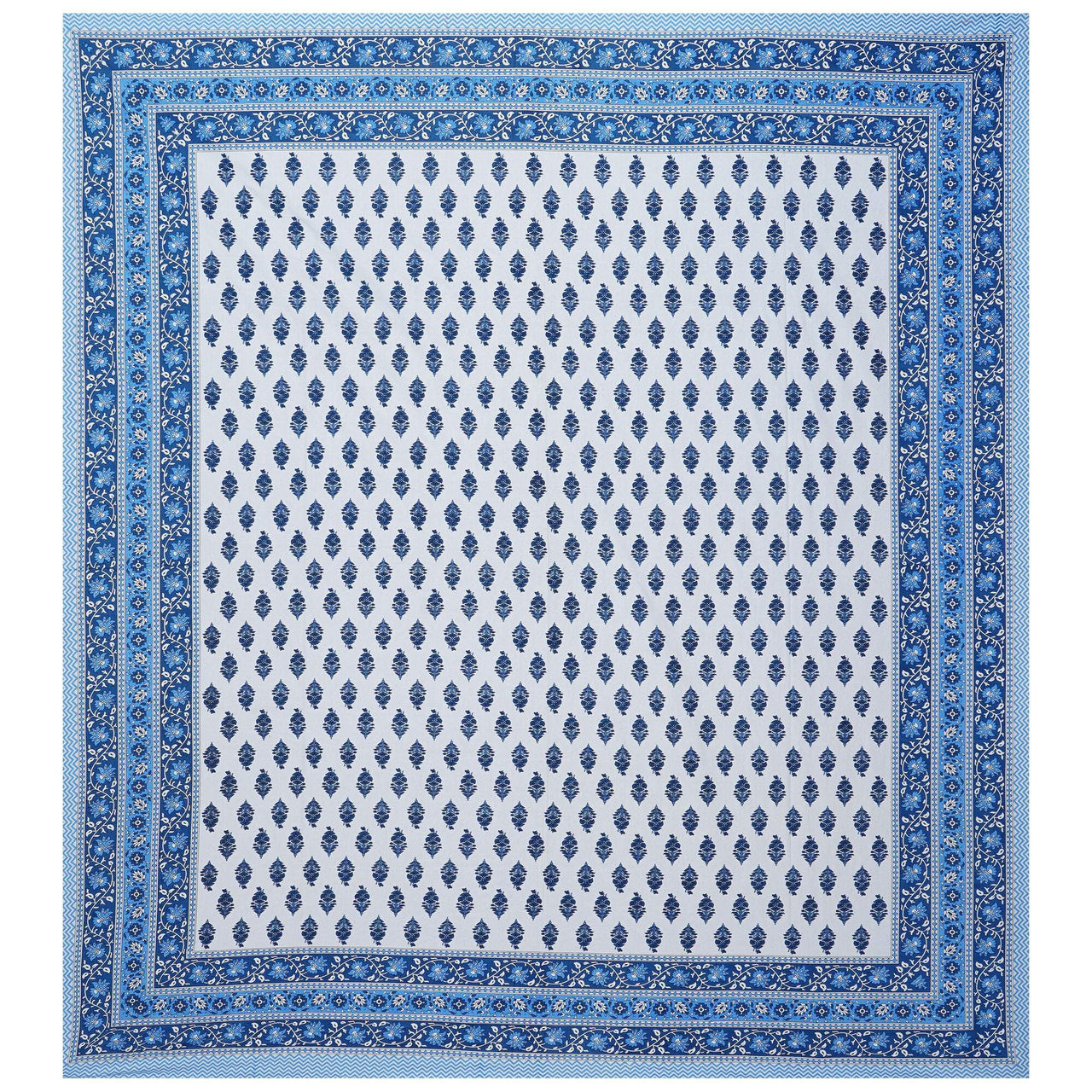 Rudra Bazaar Blue 210 TC Cotton Double King Bedsheet With 2 Pillow Covers
