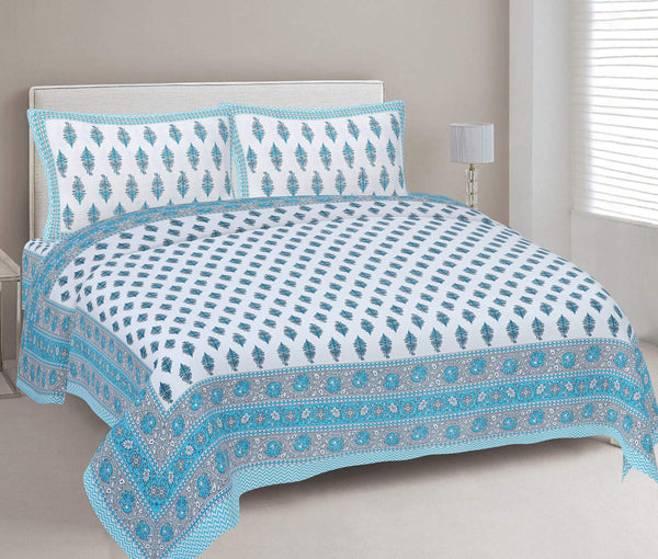 rudra-bazaar-turquoise-blue-210-tc-cotton-double-king-bedsheet-with-2-pillow-cover