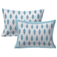 Thumbnail for Rudra Bazaar Turquoise Blue 210 TC Cotton Double King Bedsheet With 2 Pillow Covers