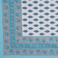 Thumbnail for Rudra Bazaar Turquoise Blue 210 TC Cotton Double King Bedsheet With 2 Pillow Covers