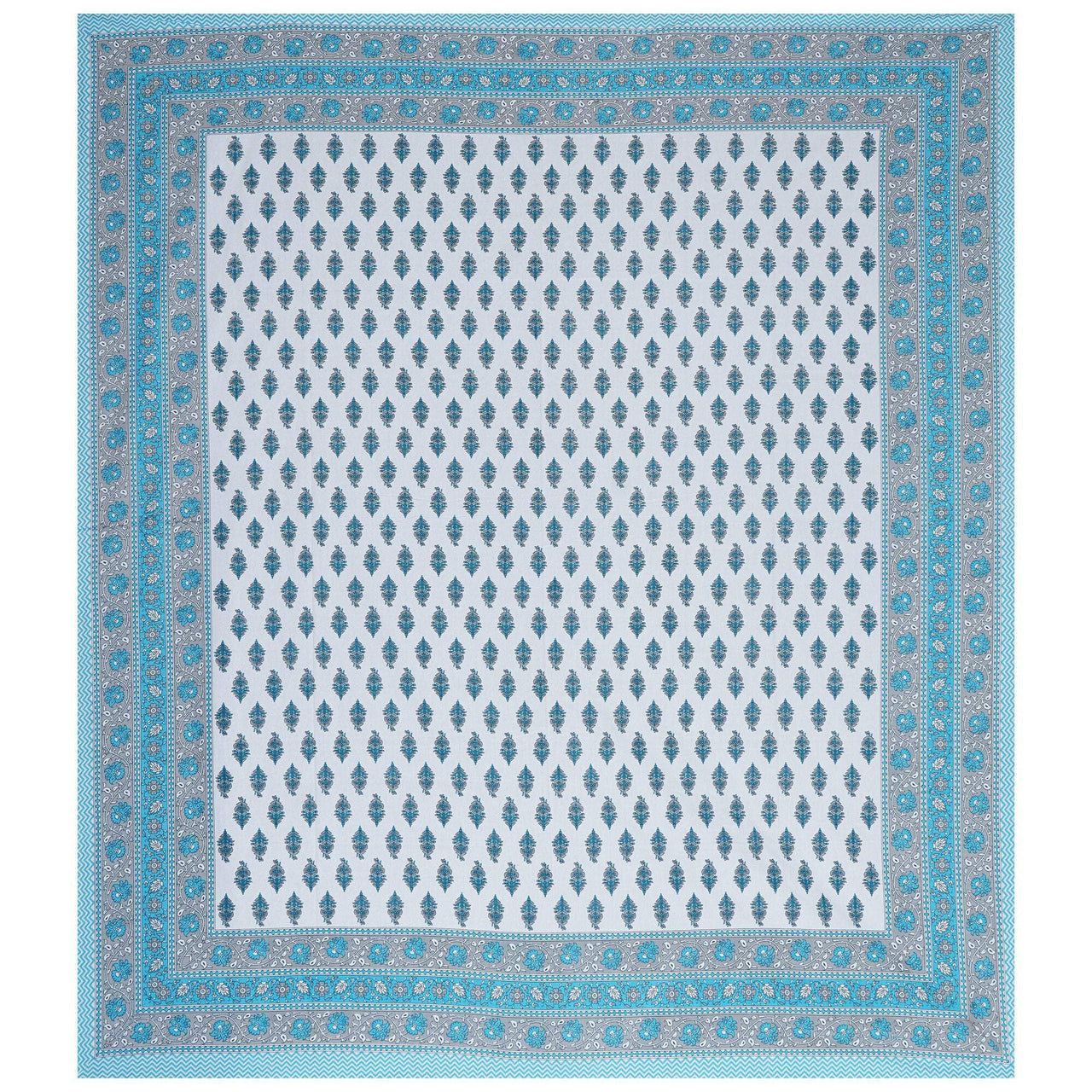 Rudra Bazaar Turquoise Blue 210 TC Cotton Double King Bedsheet With 2 Pillow Covers