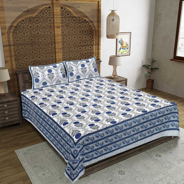 rudra-bazaar-blue-210-tc-cotton-double-king-bedsheet-with-2-pillow-cover