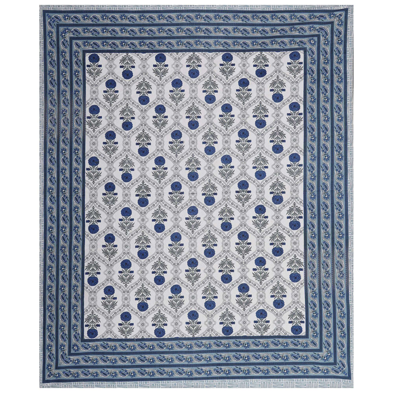 Rudra Bazaar Blue 210 TC Cotton Double King Bedsheet With 2 Pillow Covers