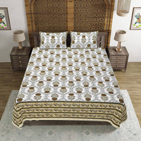 Thumbnail for Rudra Bazaar Green 210 TC Cotton Double King Bedsheet With 2 Pillow Covers