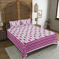 Thumbnail for rudra-bazaar-pink-210-tc-cotton-double-king-bedsheet-with-2-pillow-cover