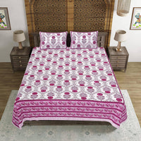 Thumbnail for Rudra Bazaar Pink 210 TC Cotton Double King Bedsheet With 2 Pillow Covers