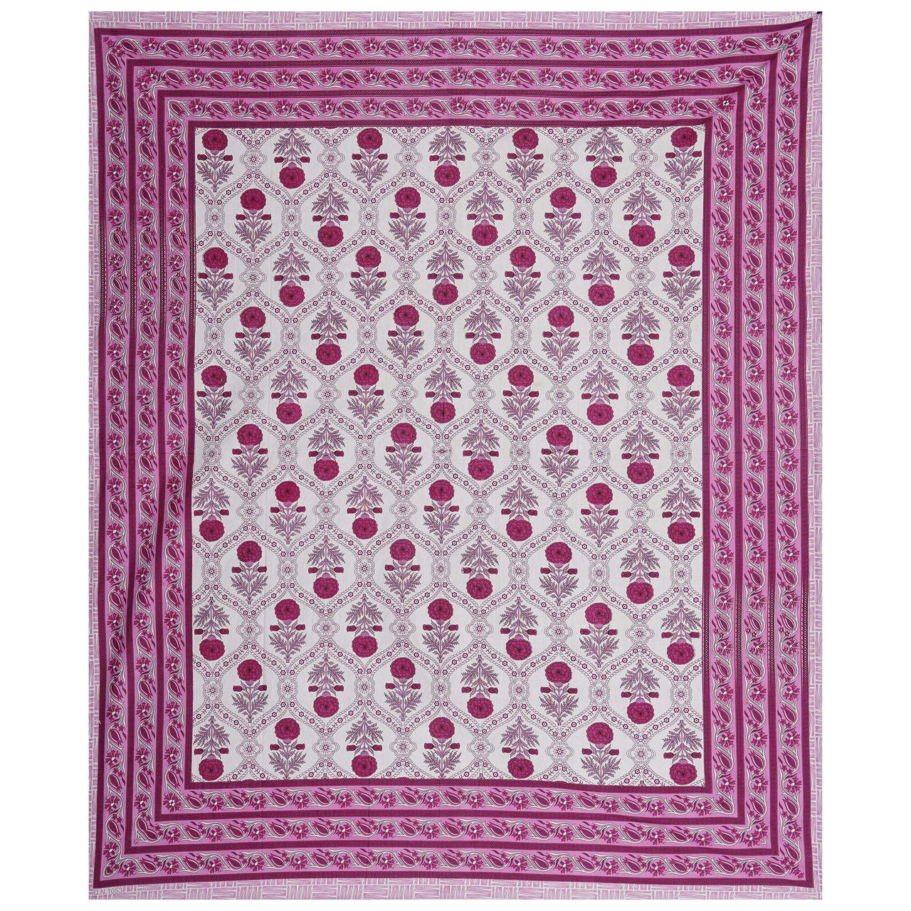 Rudra Bazaar Pink 210 TC Cotton Double King Bedsheet With 2 Pillow Covers