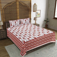 Thumbnail for rudra-bazaar-rust-210-tc-cotton-double-king-bedsheet-with-2-pillow-cover