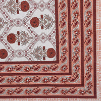 Thumbnail for Rudra Bazaar Rust 210 TC Cotton Double King Bedsheet With 2 Pillow Covers