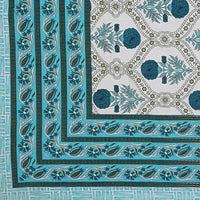 Thumbnail for Rudra Bazaar Turquoise Blue 210 TC Cotton Double King Bedsheet With 2 Pillow Covers