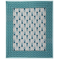 Thumbnail for Rudra Bazaar Turquoise Blue 210 TC Cotton Double King Bedsheet With 2 Pillow Covers