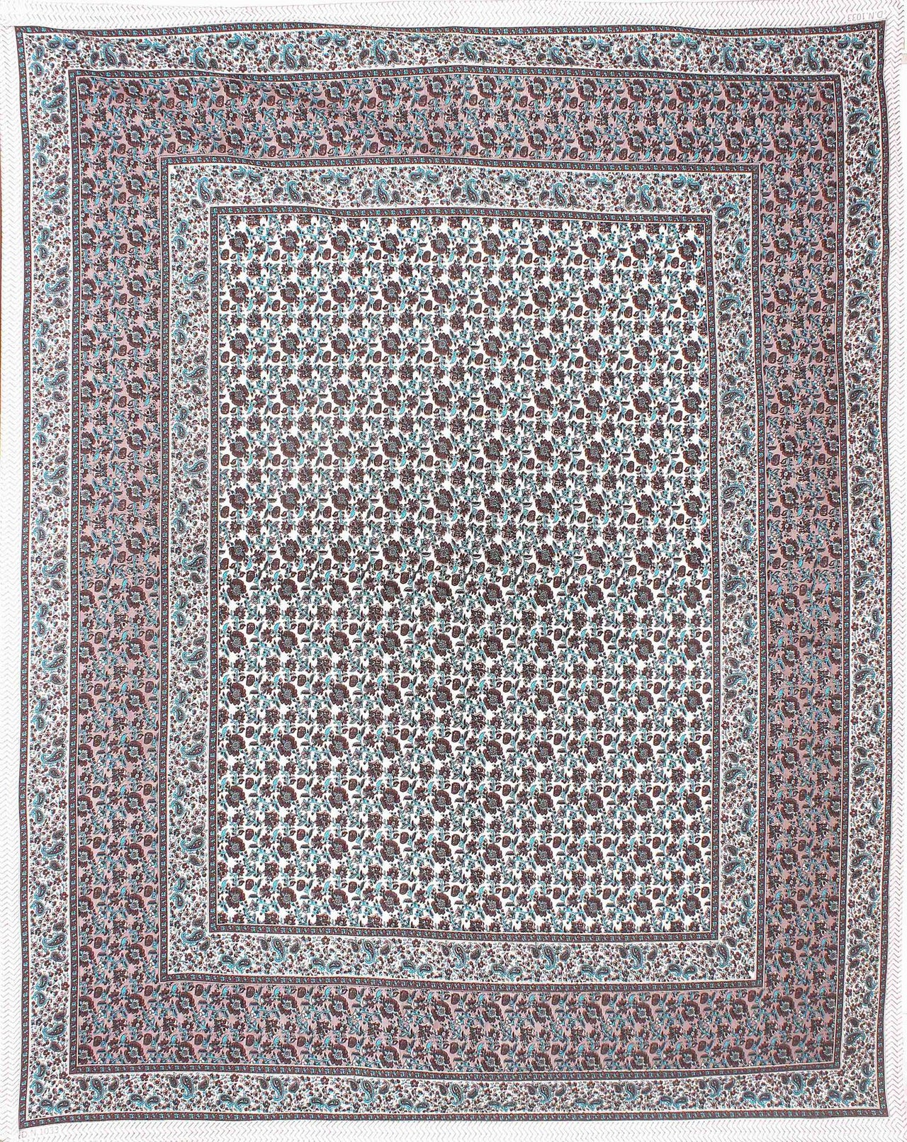 Rudra Bazaar Blue Brown 210 TC Cotton Double King Bedsheet With 2 Pillow Covers