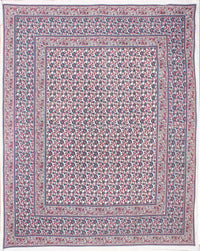 Thumbnail for Rudra Bazaar Blue Pink 210 TC Cotton Double King Bedsheet With 2 Pillow Covers