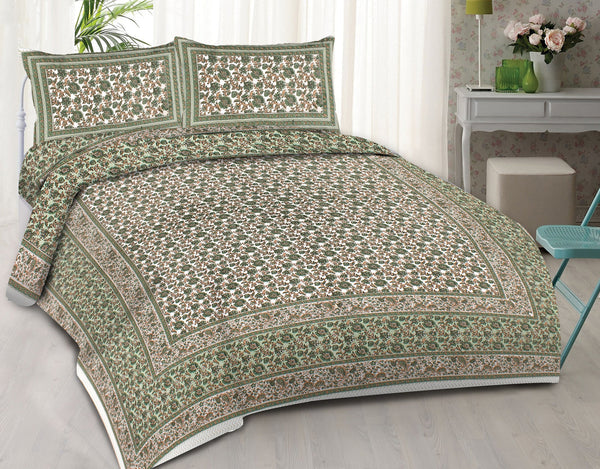 rudra-bazaar-green-210-tc-cotton-double-king-bedsheet-with-2-pillow-cover