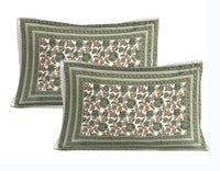 Thumbnail for Rudra Bazaar Green 210 TC Cotton Double King Bedsheet With 2 Pillow Covers