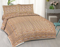 Thumbnail for rudra-bazaar-orange-210-tc-cotton-double-king-bedsheet-with-2-pillow-cover
