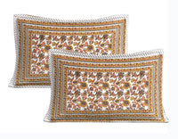 Thumbnail for Rudra Bazaar Orange 210 TC Cotton Double King Bedsheet With 2 Pillow Covers