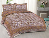 Thumbnail for rudra-bazaar-purple-brown-210-tc-cotton-double-king-bedsheet-with-2-pillow-cover