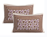Thumbnail for Rudra Bazaar Purple Brown 210 TC Cotton Double King Bedsheet With 2 Pillow Covers