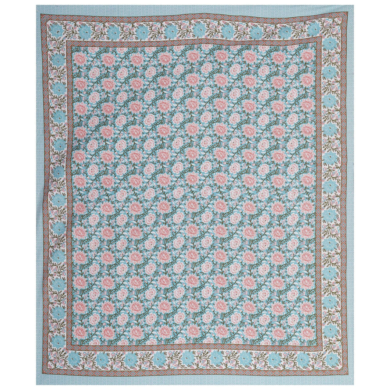 Rudra Bazaar Blue 210 TC Cotton Double King Bedsheet With 2 Pillow Covers