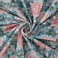 Thumbnail for Rudra Bazaar Blue 210 TC Cotton Double King Bedsheet With 2 Pillow Covers