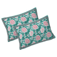 Thumbnail for Rudra Bazaar Sea Green 210 TC Cotton Double King Bedsheet With 2 Pillow Covers
