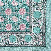 Thumbnail for Rudra Bazaar Sea Green 210 TC Cotton Double King Bedsheet With 2 Pillow Covers