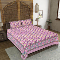 Thumbnail for rudra-bazaar-pink-210-tc-cotton-double-king-bedsheet-with-2-pillow-cover