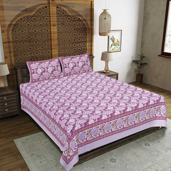rudra-bazaar-purple-210-tc-cotton-double-king-bedsheet-with-2-pillow-cover