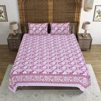 Thumbnail for Rudra Bazaar Purple 210 TC Cotton Double King Bedsheet With 2 Pillow Covers