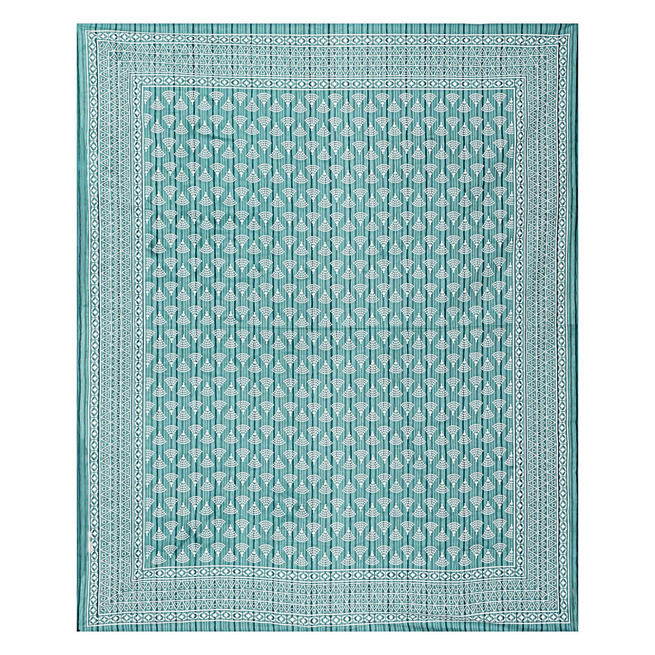 Rudra Bazaar Sea Green 210 TC Cotton Double King Bedsheet With 2 Pillow Covers