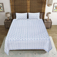 Thumbnail for Rudra Bazaar Grey 210 TC Cotton Double King Bedsheet With 2 Pillow Covers