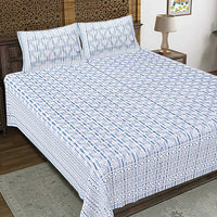Thumbnail for Rudra Bazaar Grey 210 TC Cotton Double King Bedsheet With 2 Pillow Covers