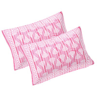 Thumbnail for Rudra Bazaar Pink 210 TC Cotton Double King Bedsheet With 2 Pillow Covers