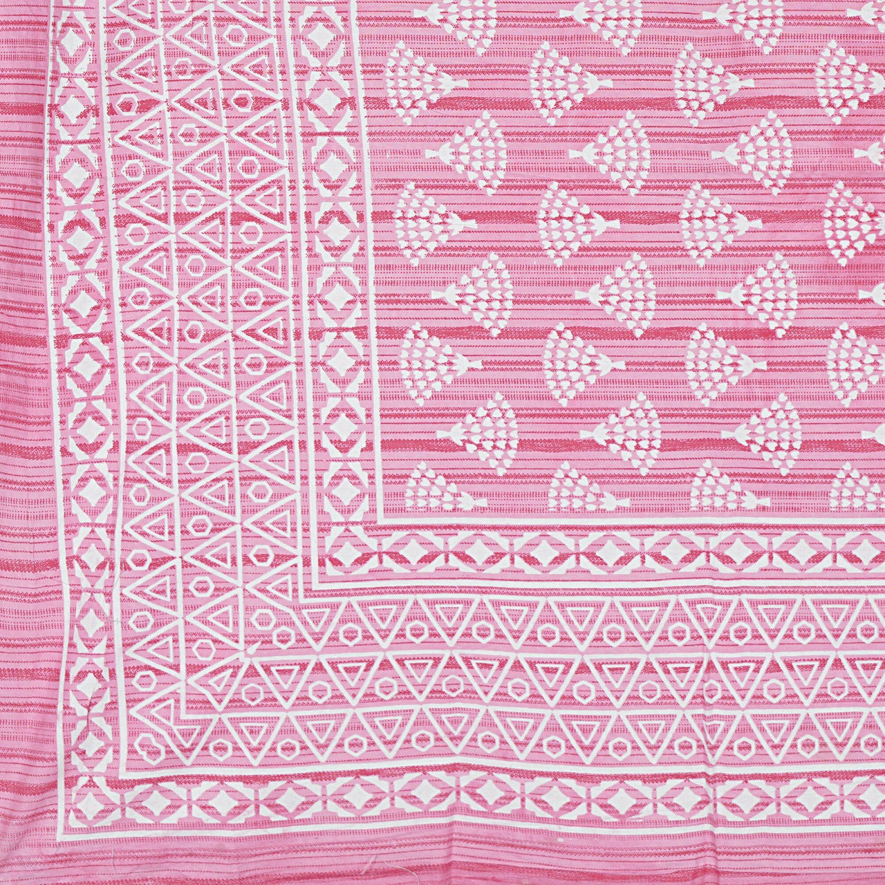 Rudra Bazaar Pink 210 TC Cotton Double King Bedsheet With 2 Pillow Covers