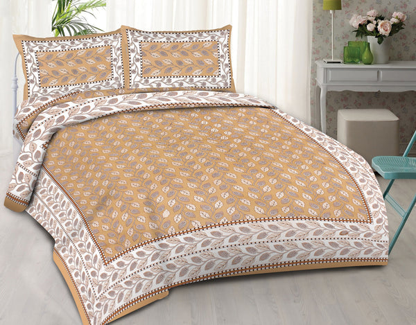 rudra-bazaar-brown-210-tc-cotton-double-king-bedsheet-with-2-pillow-cover