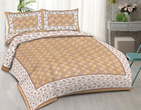 Thumbnail for rudra-bazaar-brown-210-tc-cotton-double-king-bedsheet-with-2-pillow-cover