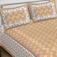 Thumbnail for Rudra Bazaar Brown 210 TC Cotton Double King Bedsheet With 2 Pillow Covers