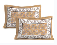 Thumbnail for Rudra Bazaar Brown 210 TC Cotton Double King Bedsheet With 2 Pillow Covers