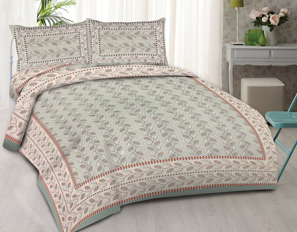 rudra-bazaar-sea-green-210-tc-cotton-double-king-bedsheet-with-2-pillow-cover