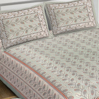 Thumbnail for Rudra Bazaar Sea Green 210 TC Cotton Double King Bedsheet With 2 Pillow Covers