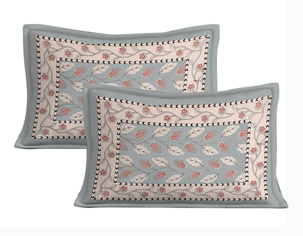 Rudra Bazaar Grey 210 TC Cotton Double King Bedsheet With 2 Pillow Covers