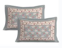 Thumbnail for Rudra Bazaar Grey 210 TC Cotton Double King Bedsheet With 2 Pillow Covers