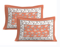 Thumbnail for Rudra Bazaar Orange 210 TC Cotton Double King Bedsheet With 2 Pillow Covers