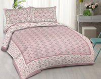 Thumbnail for rudra-bazaar-purple-210-tc-cotton-double-king-bedsheet-with-2-pillow-cover