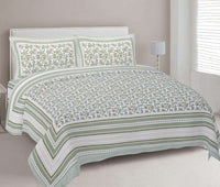 Thumbnail for rudra-bazaar-green-210-tc-cotton-double-king-bedsheet-with-2-pillow-cover