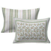 Thumbnail for Rudra Bazaar Green 210 TC Cotton Double King Bedsheet With 2 Pillow Covers